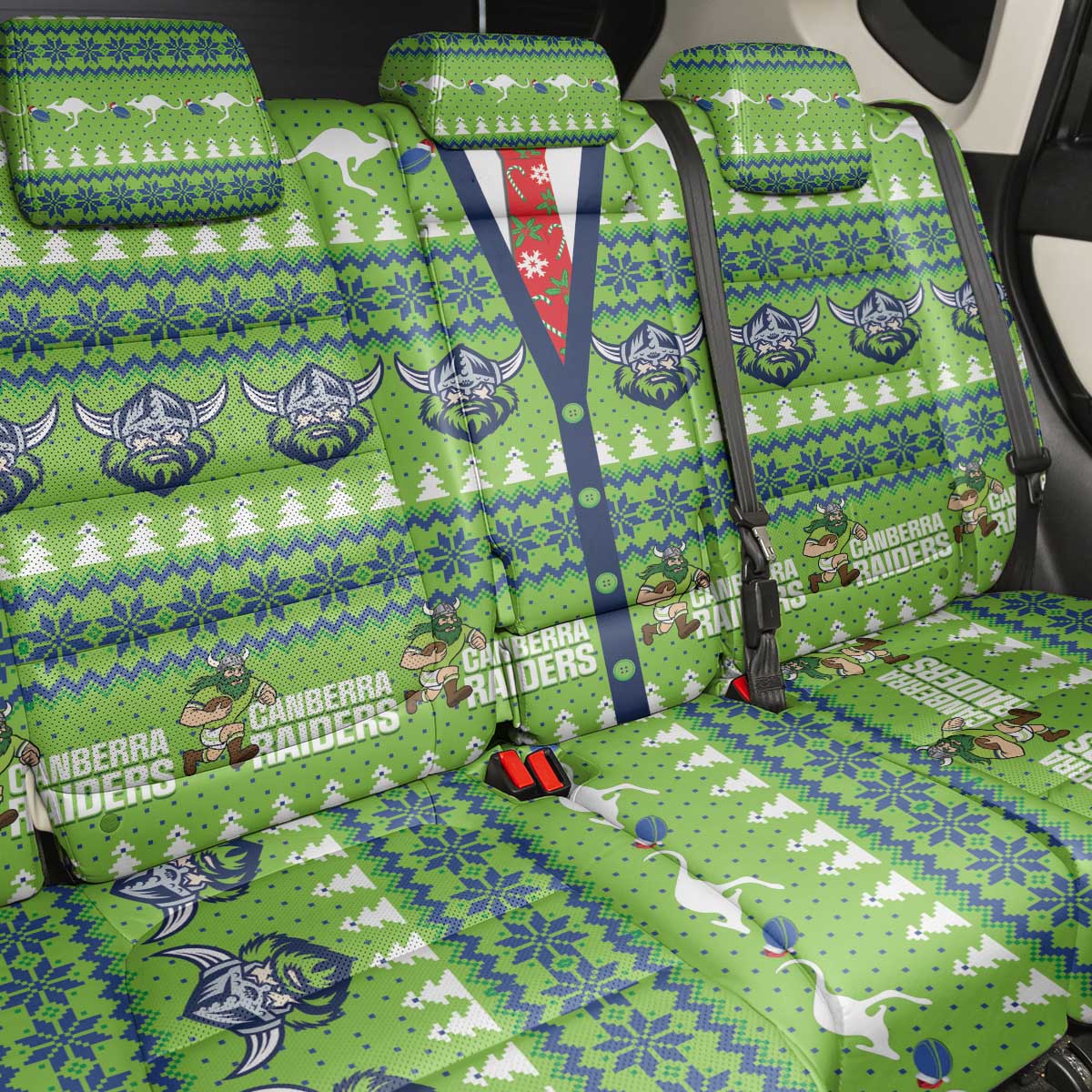 Raiders Rugby Christmas Back Car Seat Cover Merry Xmas Canberra Cardigan Style - Aussie Hoodie