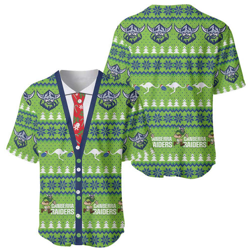 Raiders Rugby Christmas Baseball Jersey Merry Xmas Canberra Cardigan Style - Aussie Hoodie