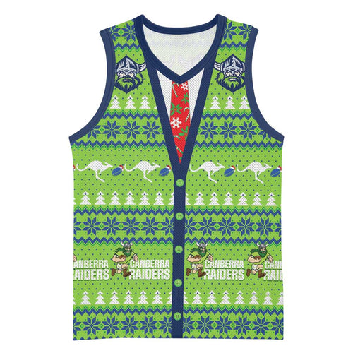 Raiders Rugby Christmas Basketball Jersey Merry Xmas Canberra Cardigan Style - Aussie Hoodie