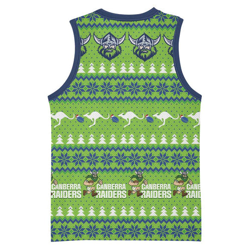Raiders Rugby Christmas Basketball Jersey Merry Xmas Canberra Cardigan Style - Aussie Hoodie