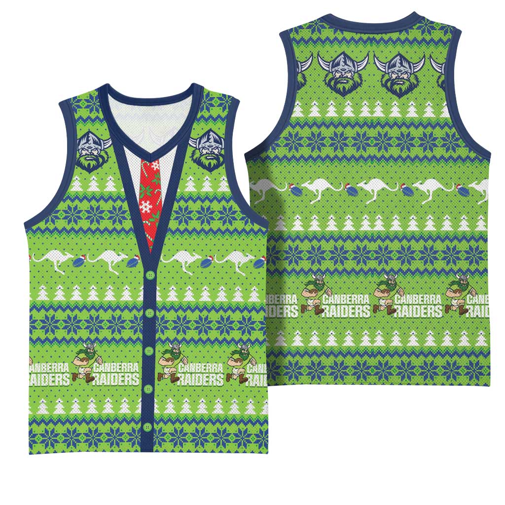 Raiders Rugby Christmas Basketball Jersey Merry Xmas Canberra Cardigan Style - Aussie Hoodie