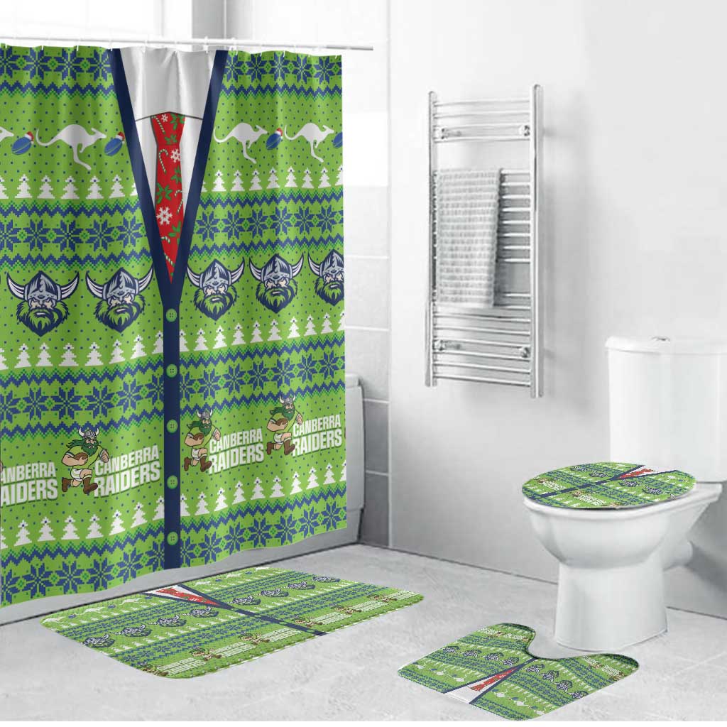 Raiders Rugby Christmas Bathroom Set Merry Xmas Canberra Cardigan Style - Aussie Hoodie