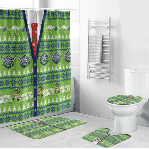 Raiders Rugby Christmas Bathroom Set Merry Xmas Canberra Cardigan Style - Aussie Hoodie