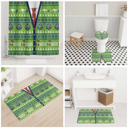 Raiders Rugby Christmas Bathroom Set Merry Xmas Canberra Cardigan Style - Aussie Hoodie