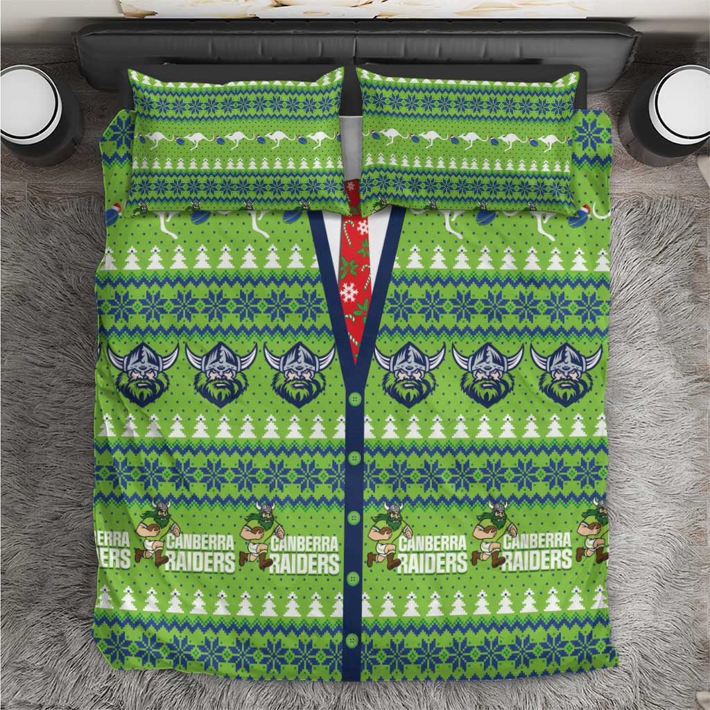 Raiders Rugby Christmas Bedding Set Merry Xmas Canberra Cardigan Style - Aussie Hoodie