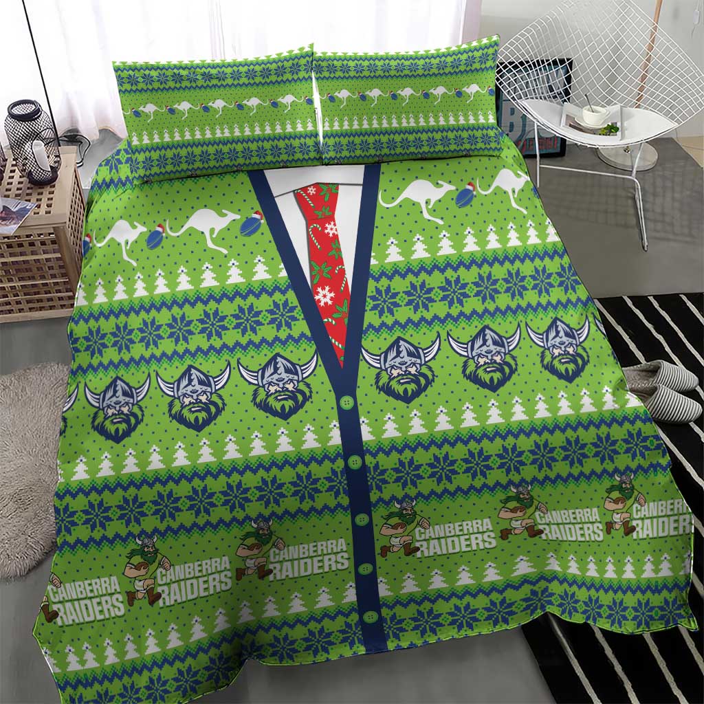 Raiders Rugby Christmas Bedding Set Merry Xmas Canberra Cardigan Style - Aussie Hoodie