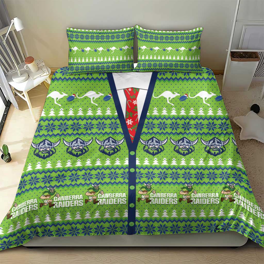 Raiders Rugby Christmas Bedding Set Merry Xmas Canberra Cardigan Style - Aussie Hoodie