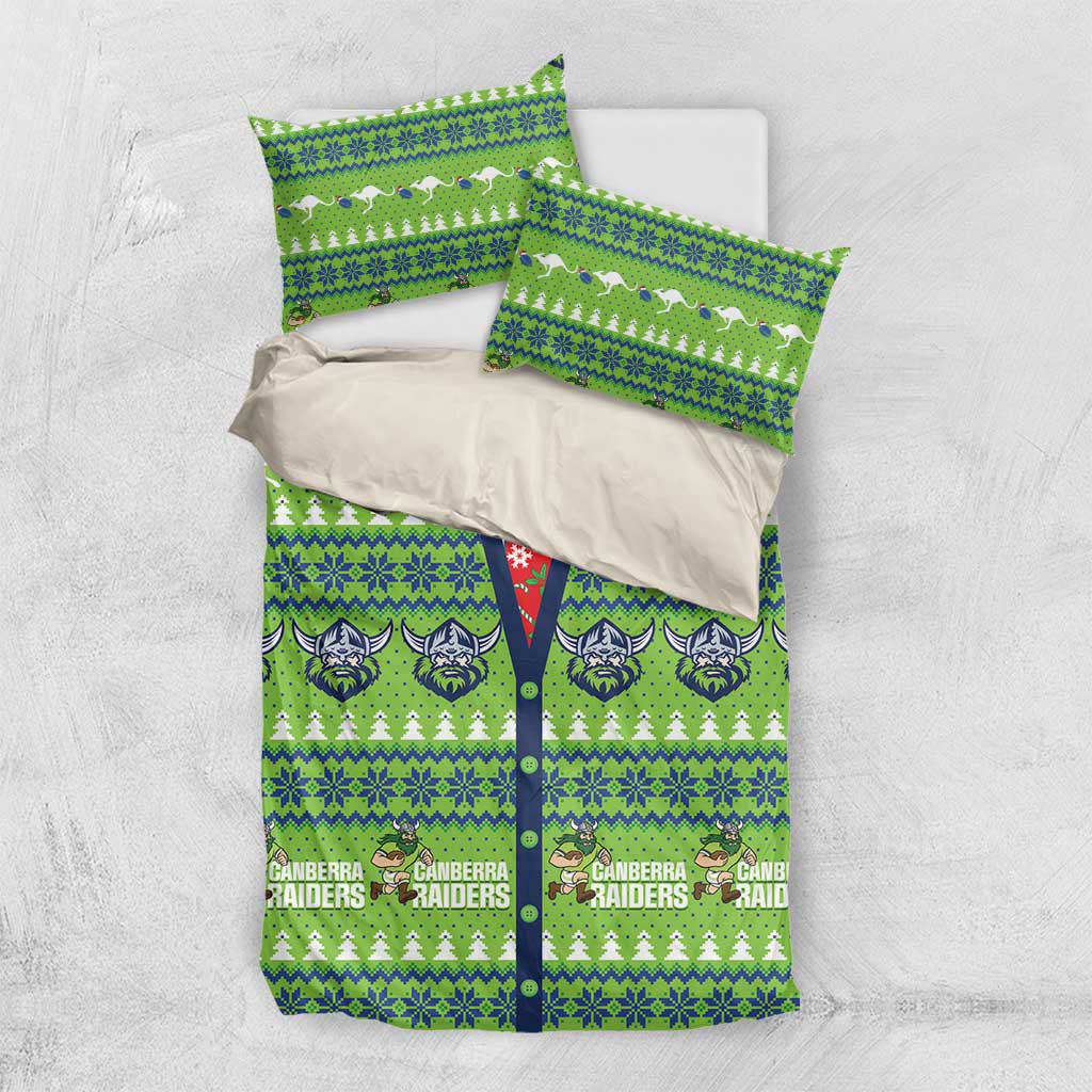 Raiders Rugby Christmas Bedding Set Merry Xmas Canberra Cardigan Style - Aussie Hoodie