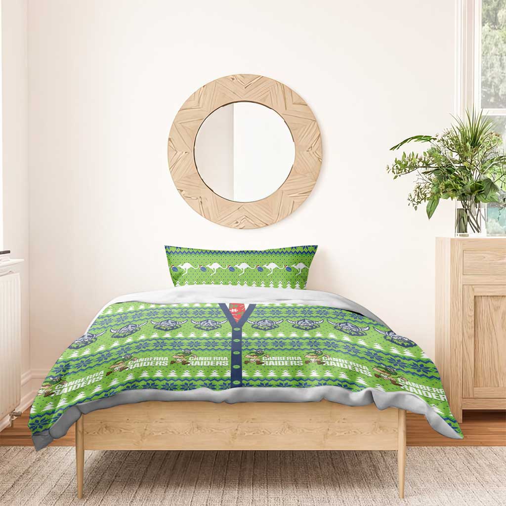 Raiders Rugby Christmas Bedding Set Merry Xmas Canberra Cardigan Style - Aussie Hoodie
