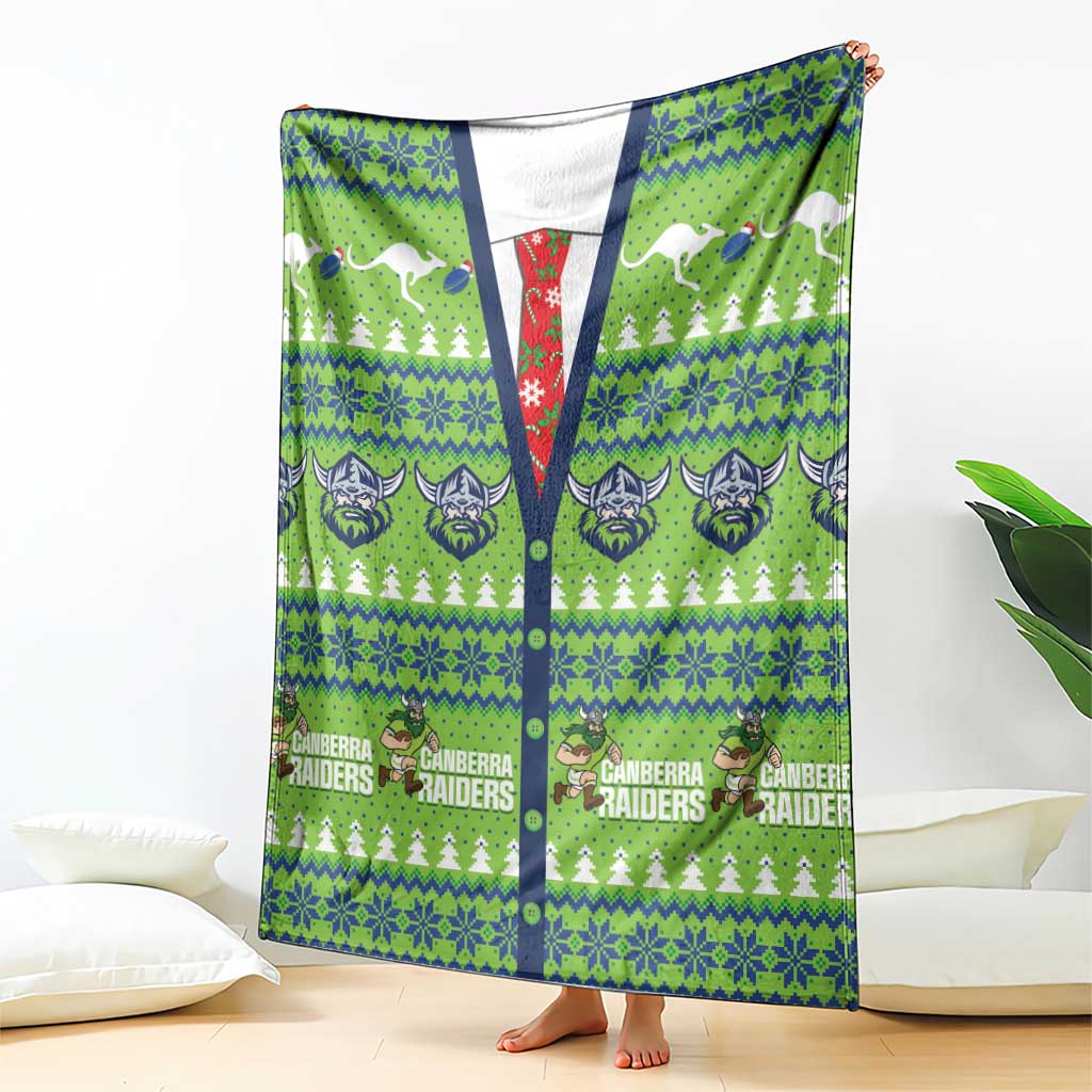 Raiders Rugby Christmas Blanket Merry Xmas Canberra Cardigan Style - Aussie Hoodie