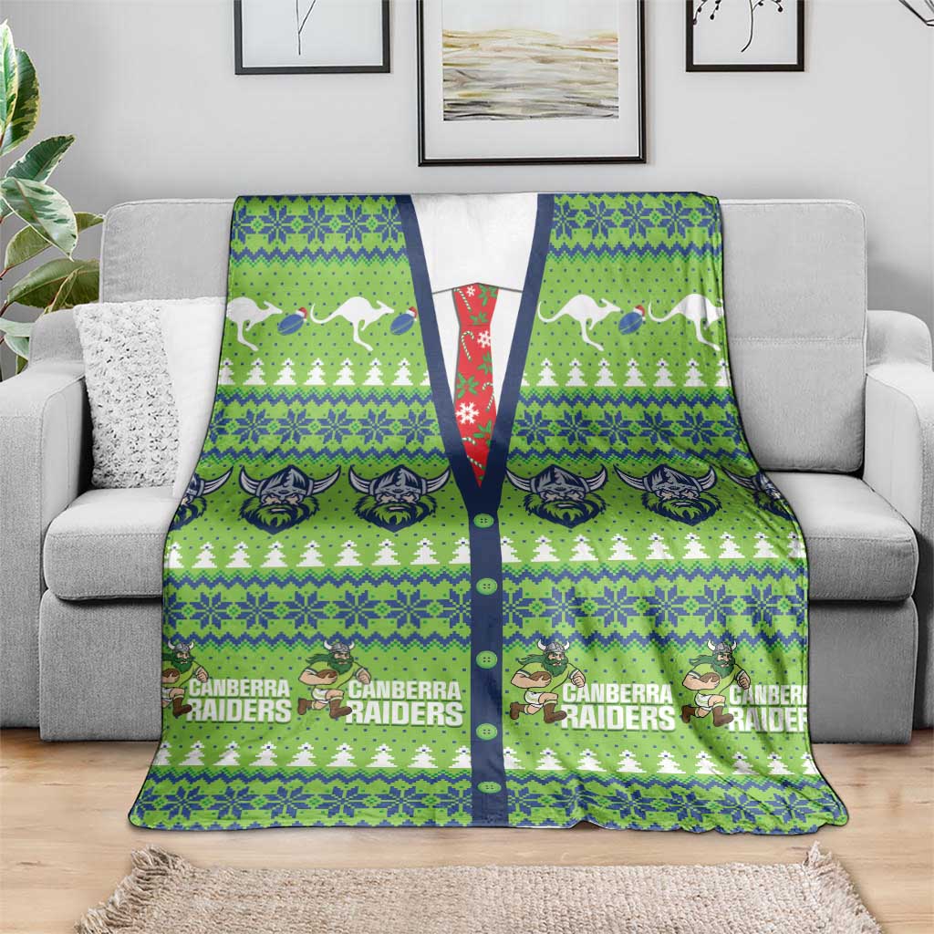 Raiders Rugby Christmas Blanket Merry Xmas Canberra Cardigan Style - Aussie Hoodie