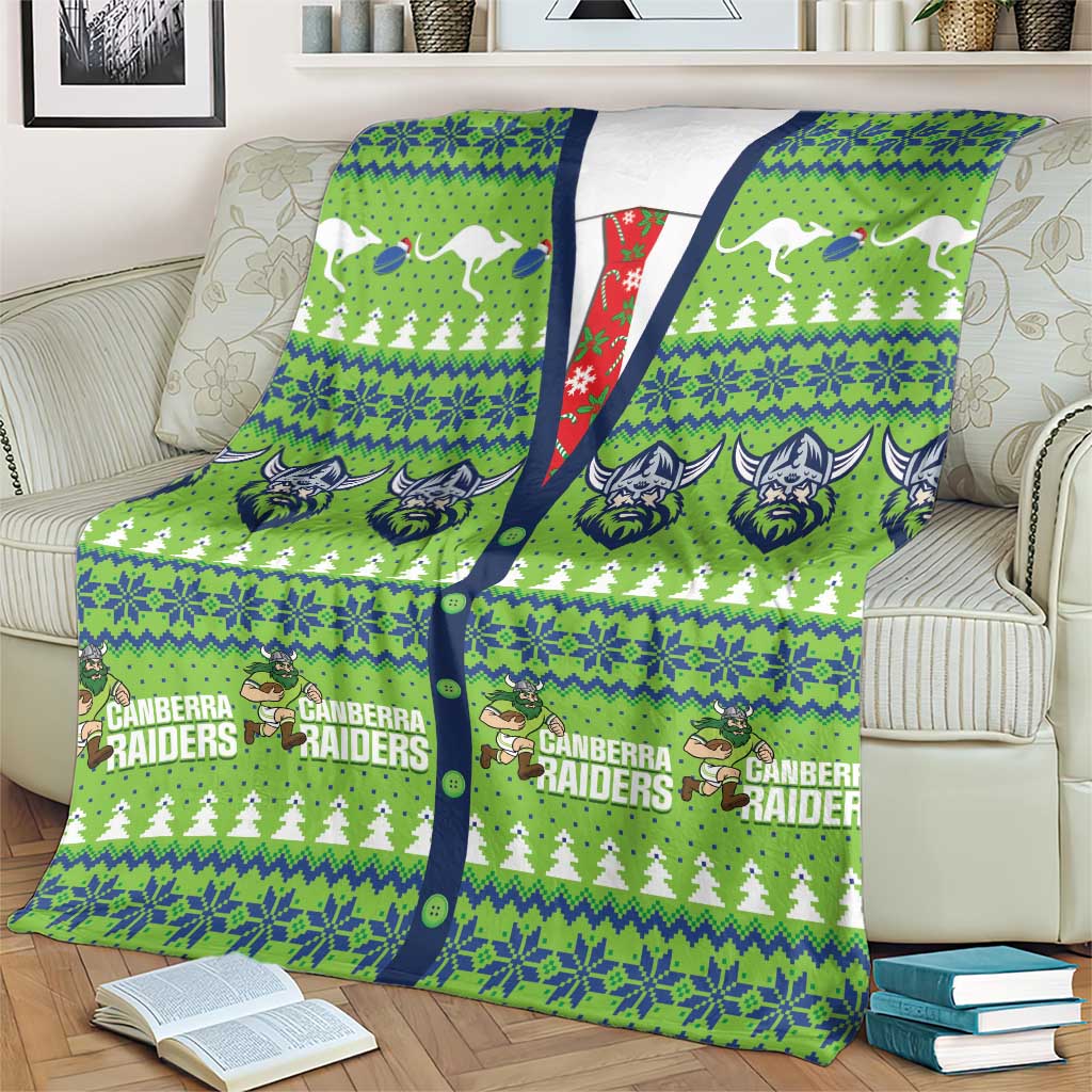 Raiders Rugby Christmas Blanket Merry Xmas Canberra Cardigan Style - Aussie Hoodie