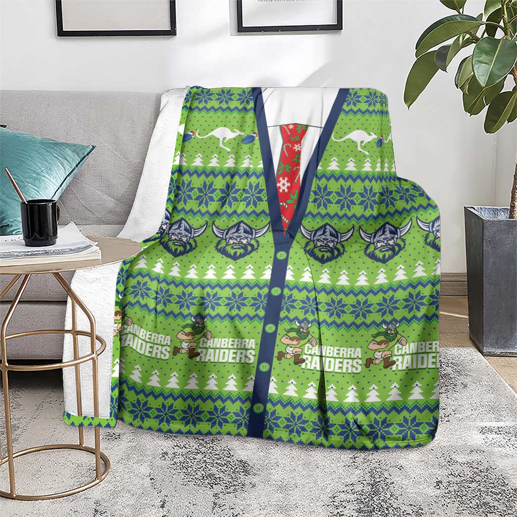 Raiders Rugby Christmas Blanket Merry Xmas Canberra Cardigan Style - Aussie Hoodie