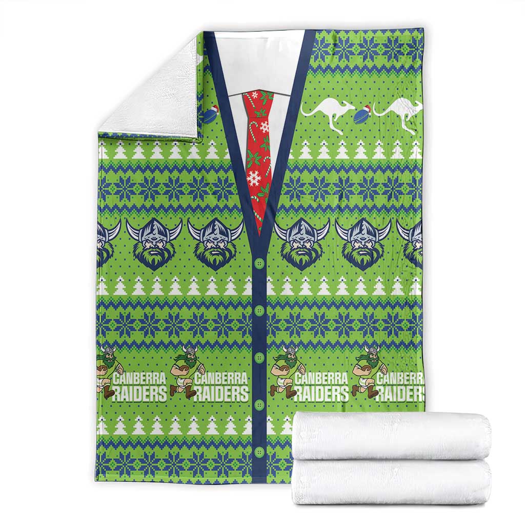 Raiders Rugby Christmas Blanket Merry Xmas Canberra Cardigan Style - Aussie Hoodie
