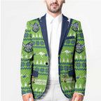 Raiders Rugby Christmas Blazer Merry Xmas Canberra Cardigan Style - Aussie Hoodie