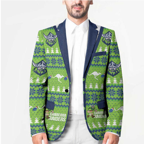 Raiders Rugby Christmas Blazer Merry Xmas Canberra Cardigan Style - Aussie Hoodie
