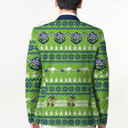Raiders Rugby Christmas Blazer Merry Xmas Canberra Cardigan Style - Aussie Hoodie