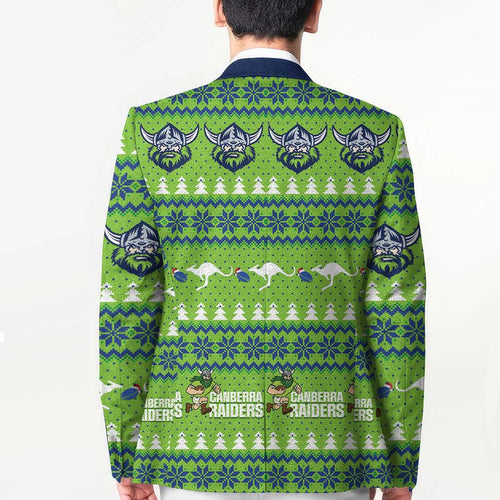 Raiders Rugby Christmas Blazer Merry Xmas Canberra Cardigan Style - Aussie Hoodie