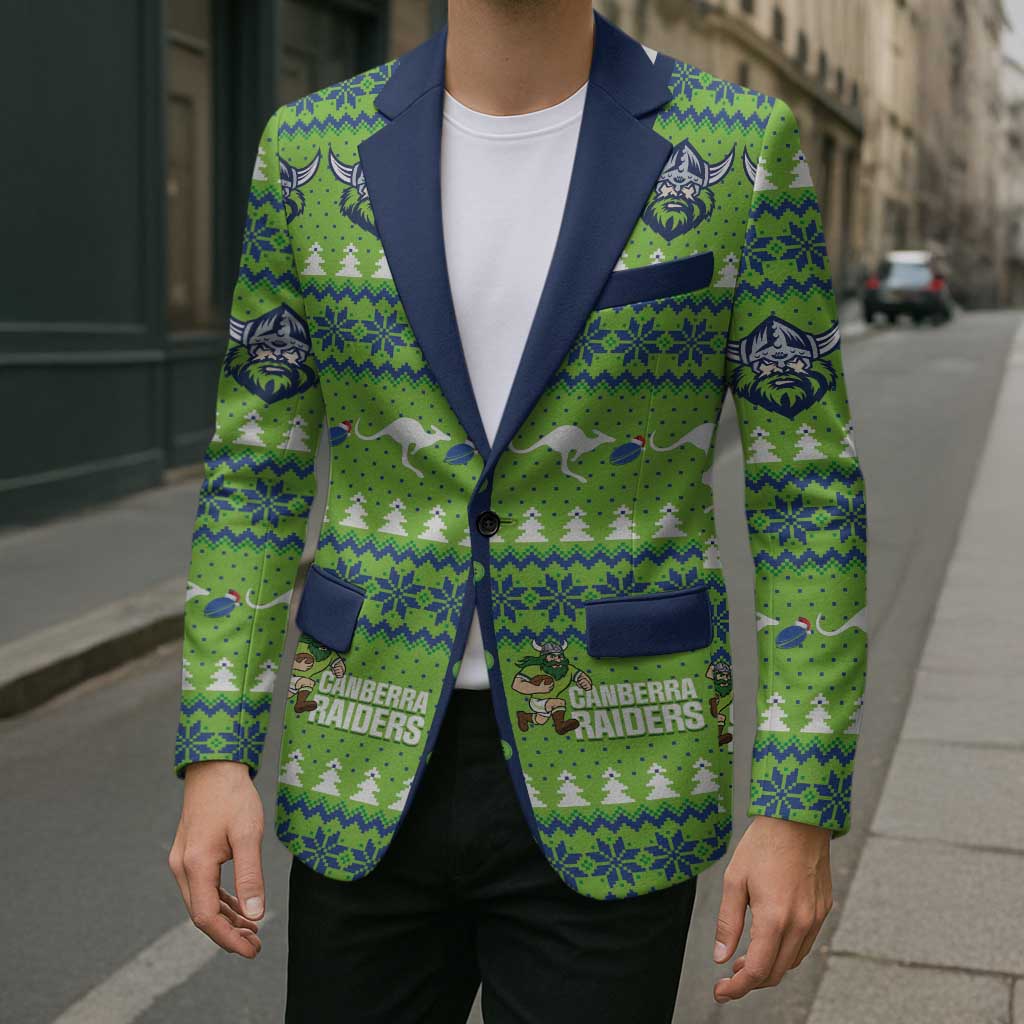 Raiders Rugby Christmas Blazer Merry Xmas Canberra Cardigan Style - Aussie Hoodie