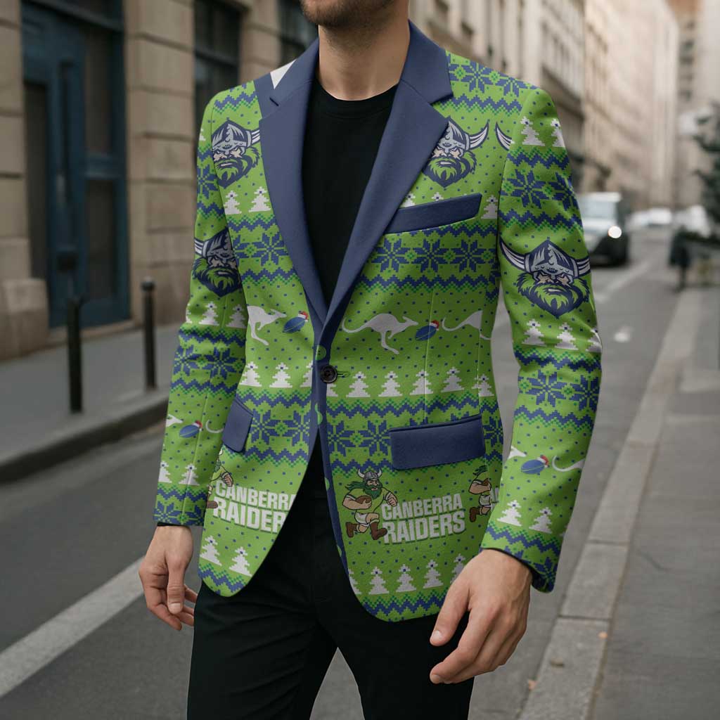 Raiders Rugby Christmas Blazer Merry Xmas Canberra Cardigan Style - Aussie Hoodie