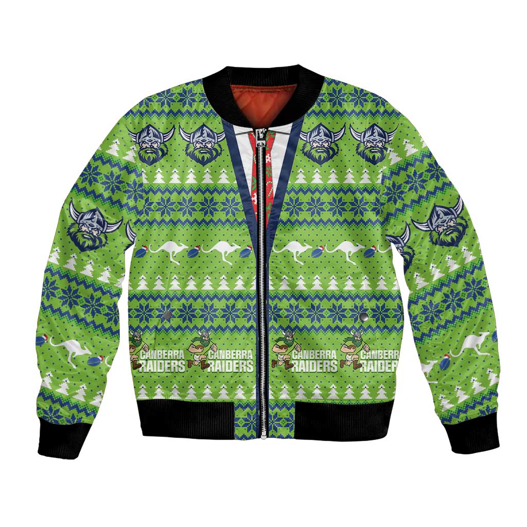 Raiders Rugby Christmas Bomber Jacket Merry Xmas Canberra Cardigan Style - Aussie Hoodie