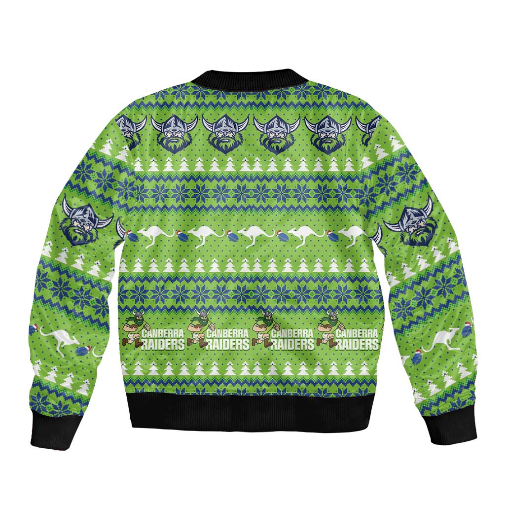 Raiders Rugby Christmas Bomber Jacket Merry Xmas Canberra Cardigan Style - Aussie Hoodie
