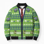 Raiders Rugby Christmas Bomber Puffer Jacket Merry Xmas Canberra Cardigan Style - Aussie Hoodie
