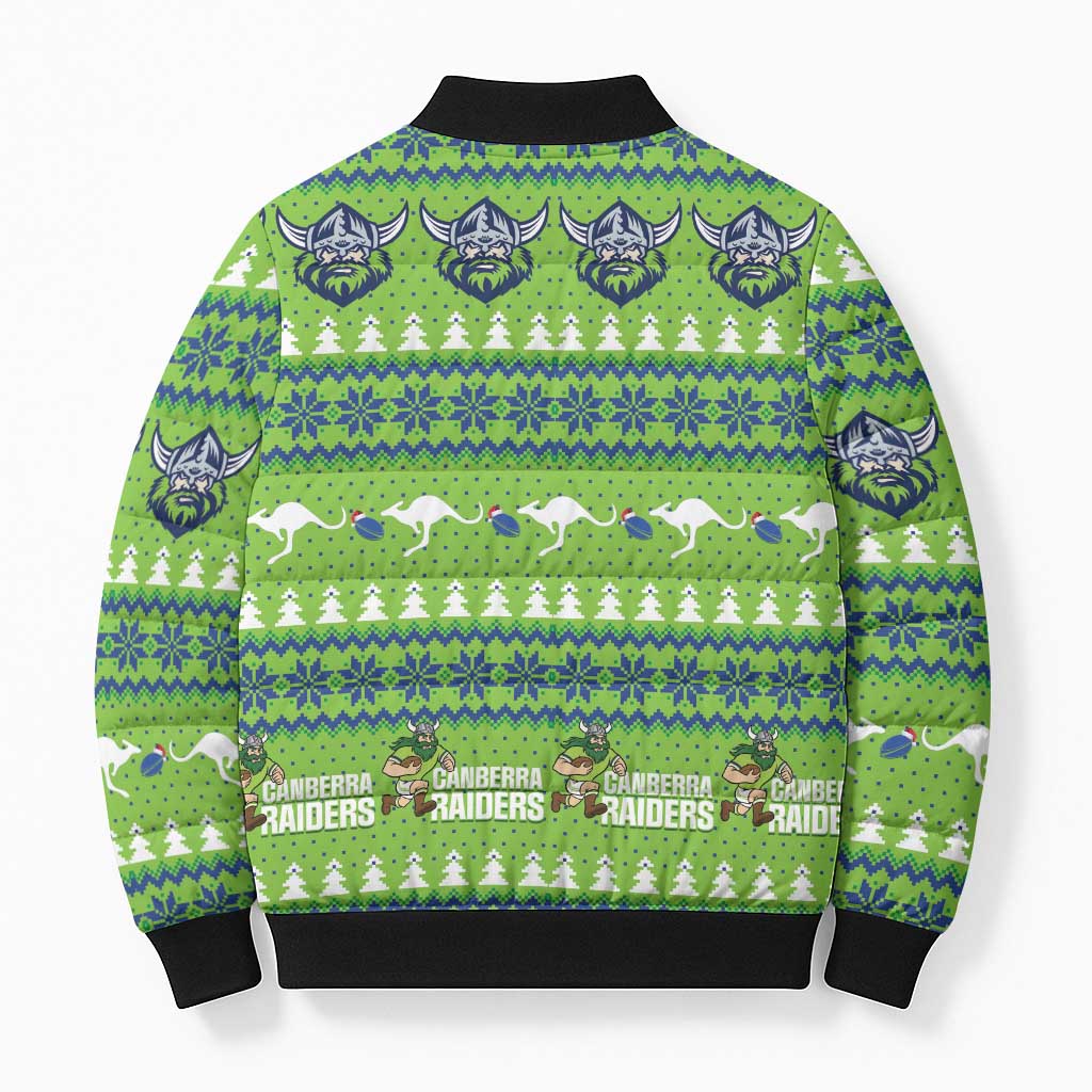 Raiders Rugby Christmas Bomber Puffer Jacket Merry Xmas Canberra Cardigan Style - Aussie Hoodie