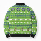 Raiders Rugby Christmas Bomber Puffer Jacket Merry Xmas Canberra Cardigan Style - Aussie Hoodie