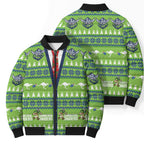 Raiders Rugby Christmas Bomber Puffer Jacket Merry Xmas Canberra Cardigan Style - Aussie Hoodie
