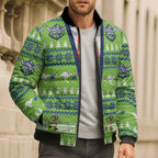 Raiders Rugby Christmas Bomber Puffer Jacket Merry Xmas Canberra Cardigan Style - Aussie Hoodie