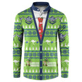 Raiders Rugby Christmas Button Sweatshirt Merry Xmas Canberra Cardigan Style - Aussie Hoodie