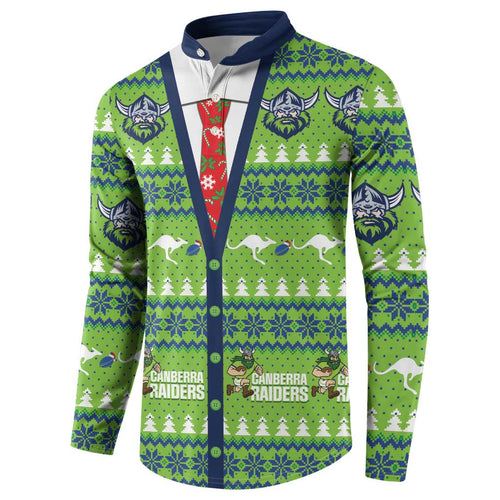 Raiders Rugby Christmas Button Sweatshirt Merry Xmas Canberra Cardigan Style - Aussie Hoodie