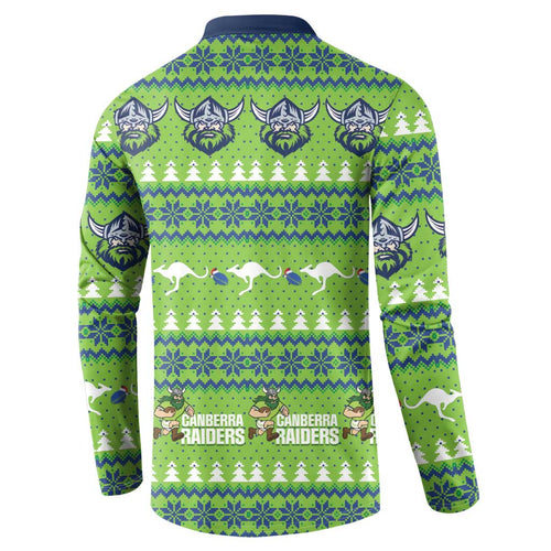 Raiders Rugby Christmas Button Sweatshirt Merry Xmas Canberra Cardigan Style - Aussie Hoodie