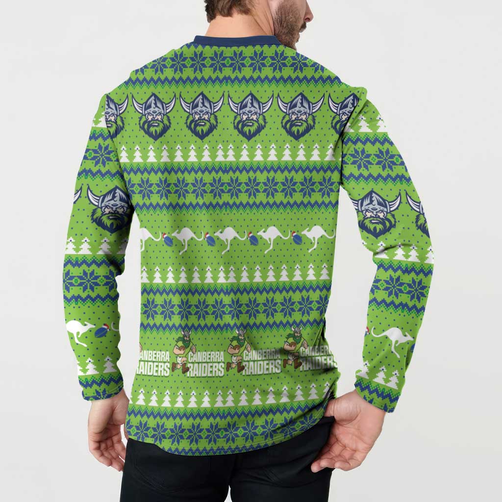 Raiders Rugby Christmas Button Sweatshirt Merry Xmas Canberra Cardigan Style - Aussie Hoodie