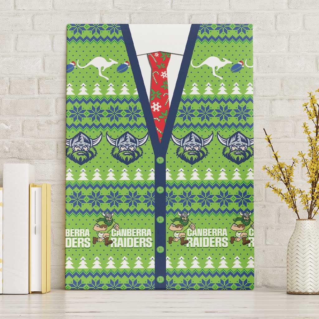 Raiders Rugby Christmas Canvas Wall Art Merry Xmas Canberra Cardigan Style - Aussie Hoodie