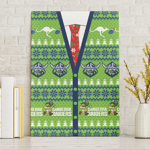 Raiders Rugby Christmas Canvas Wall Art Merry Xmas Canberra Cardigan Style - Aussie Hoodie