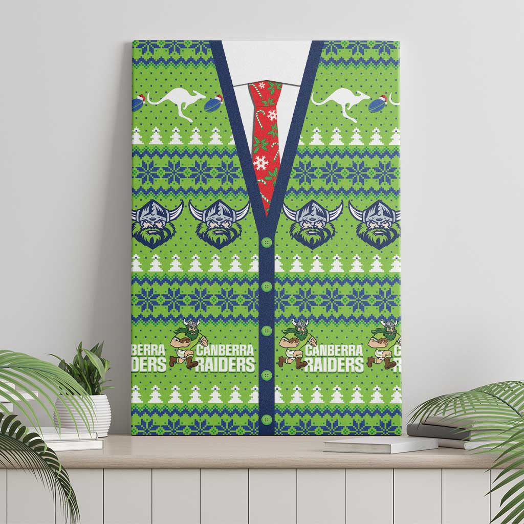 Raiders Rugby Christmas Canvas Wall Art Merry Xmas Canberra Cardigan Style - Aussie Hoodie