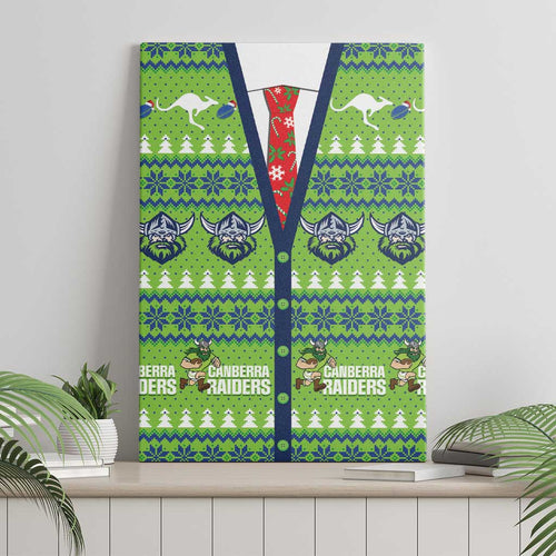 Raiders Rugby Christmas Canvas Wall Art Merry Xmas Canberra Cardigan Style - Aussie Hoodie