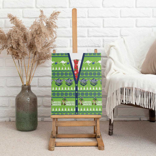Raiders Rugby Christmas Canvas Wall Art Merry Xmas Canberra Cardigan Style - Aussie Hoodie