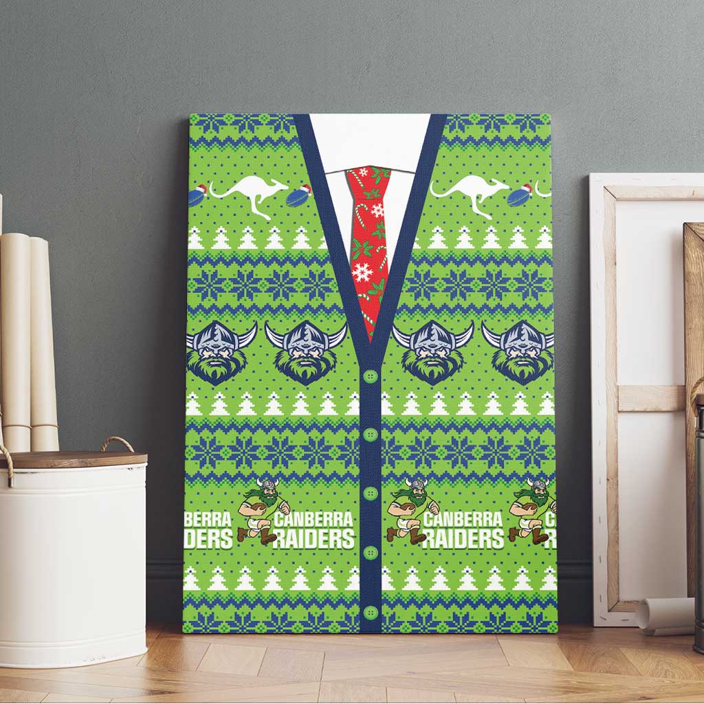 Raiders Rugby Christmas Canvas Wall Art Merry Xmas Canberra Cardigan Style - Aussie Hoodie