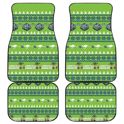 Raiders Rugby Christmas Car Mats Merry Xmas Canberra Cardigan Style - Aussie Hoodie