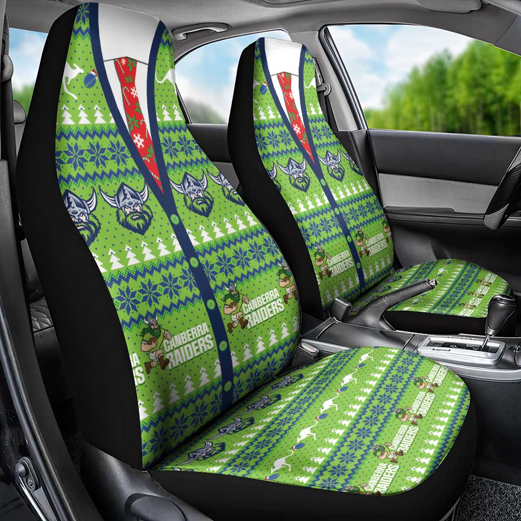 Raiders Rugby Christmas Car Seat Cover Merry Xmas Canberra Cardigan Style - Aussie Hoodie