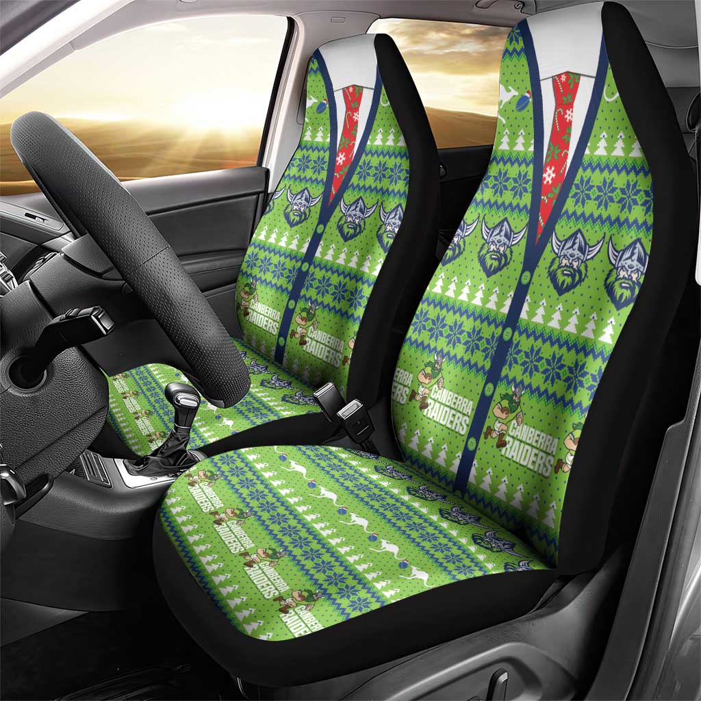 Raiders Rugby Christmas Car Seat Cover Merry Xmas Canberra Cardigan Style - Aussie Hoodie