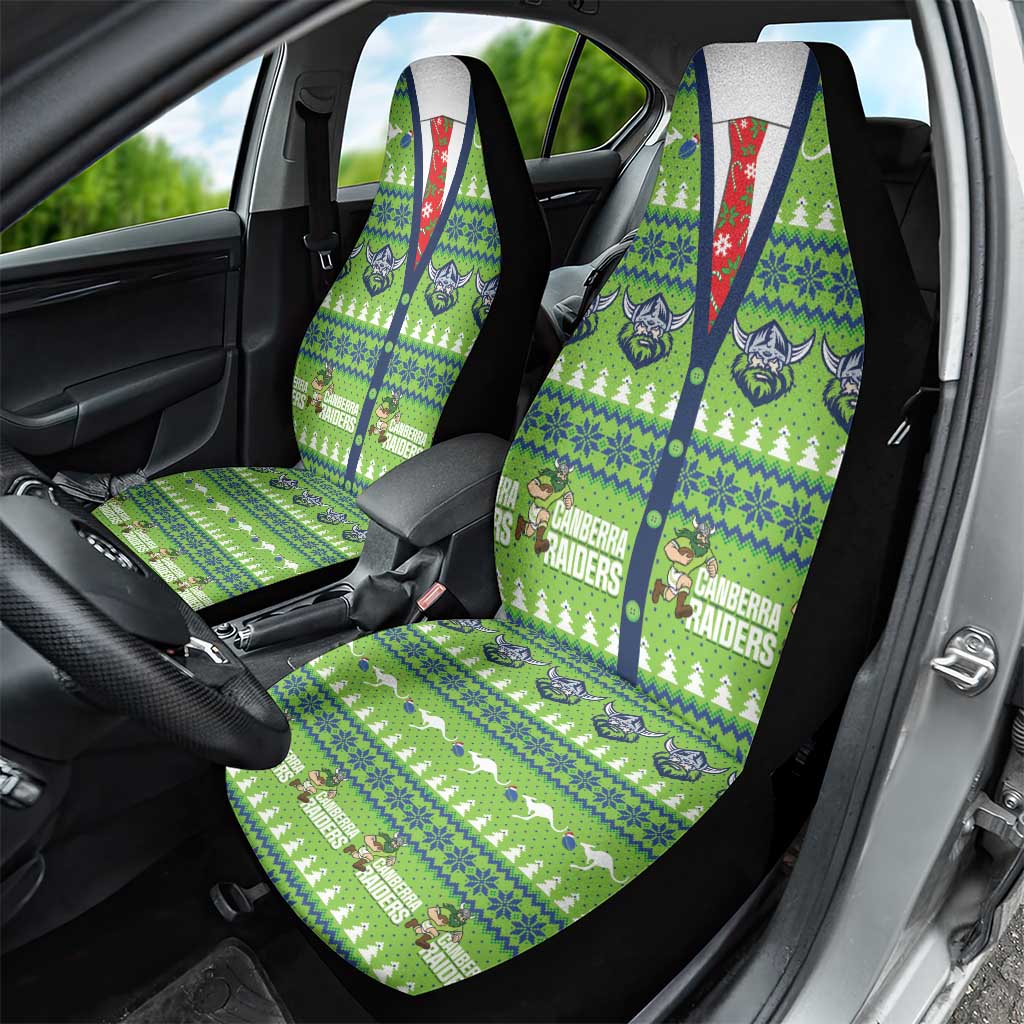 Raiders Rugby Christmas Car Seat Cover Merry Xmas Canberra Cardigan Style - Aussie Hoodie