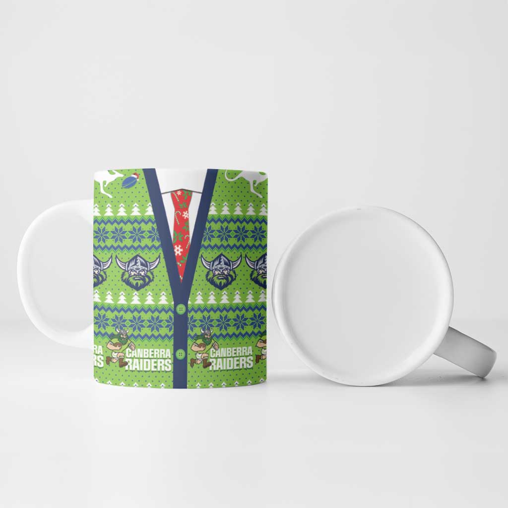 Raiders Rugby Christmas Ceramic Mug Merry Xmas Canberra Cardigan Style - Aussie Hoodie