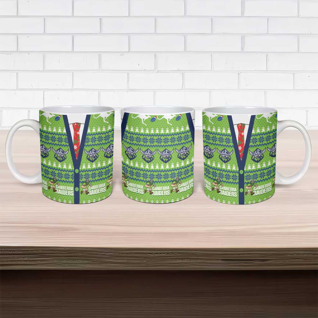 Raiders Rugby Christmas Ceramic Mug Merry Xmas Canberra Cardigan Style - Aussie Hoodie