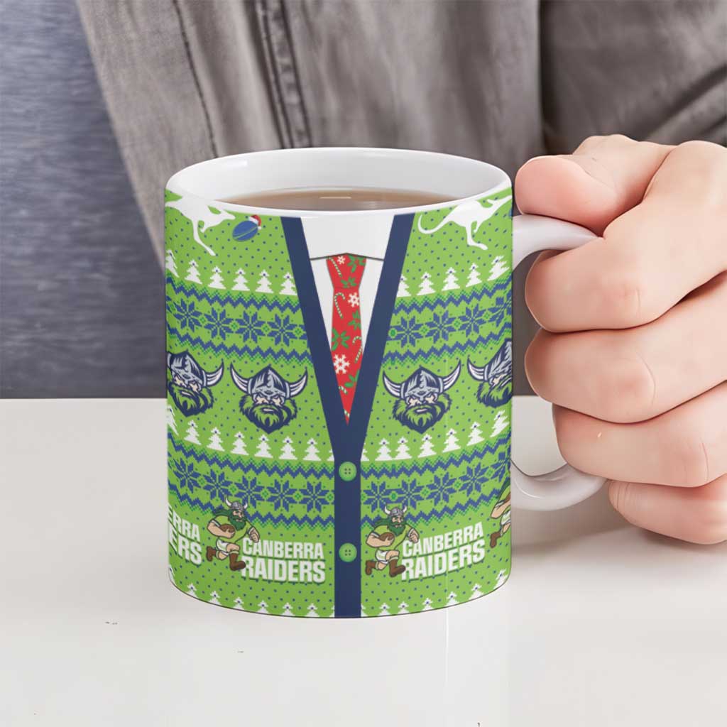 Raiders Rugby Christmas Ceramic Mug Merry Xmas Canberra Cardigan Style - Aussie Hoodie