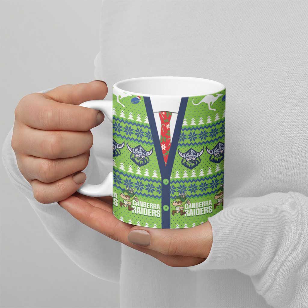 Raiders Rugby Christmas Ceramic Mug Merry Xmas Canberra Cardigan Style - Aussie Hoodie