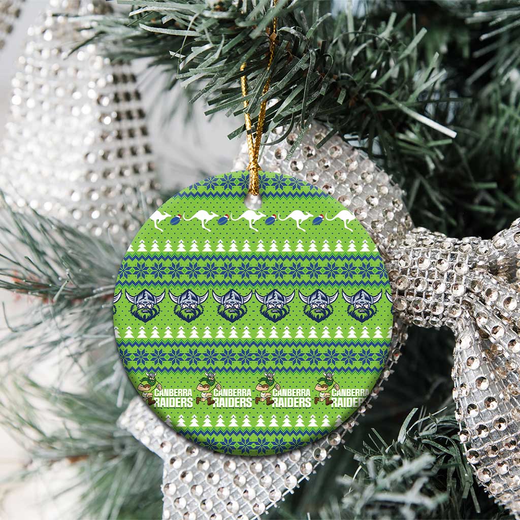 Raiders Rugby Christmas Ceramic Ornament Merry Xmas Canberra Cardigan Style - Aussie Hoodie
